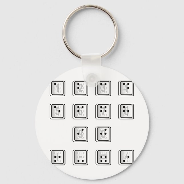 Braille Computer Key Numbers Keychain (Front)