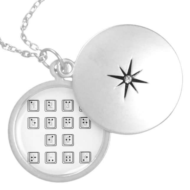 Braille Computer Key Numbers Locket Necklace (Front)
