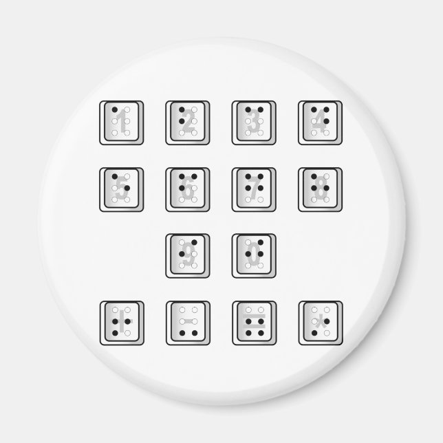 Braille Computer Key Numbers Magnet (Front)