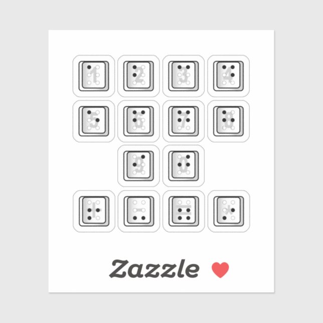 Braille Computer Key Numbers Sticker (Sheet)