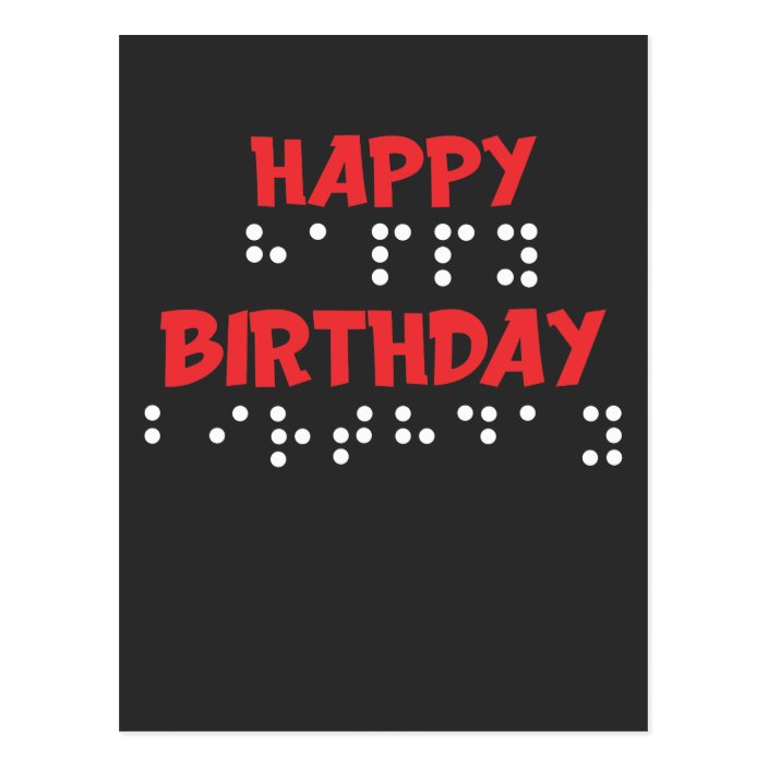 Braille Dots Happy Birthday tshirt Blind Postcard
