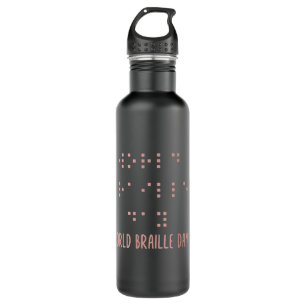 Braille Shirt, World Braille Day, Braille Awarenes Stainless Steel Water Bottle