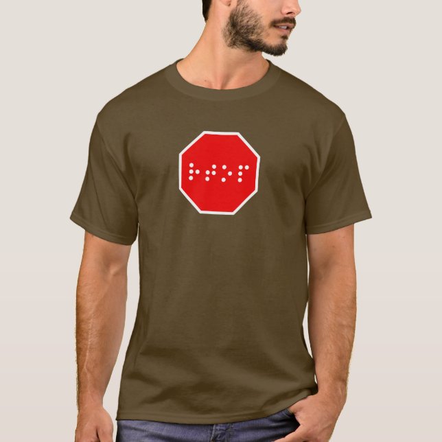 Braille Stop Sign T-Shirt (Front)