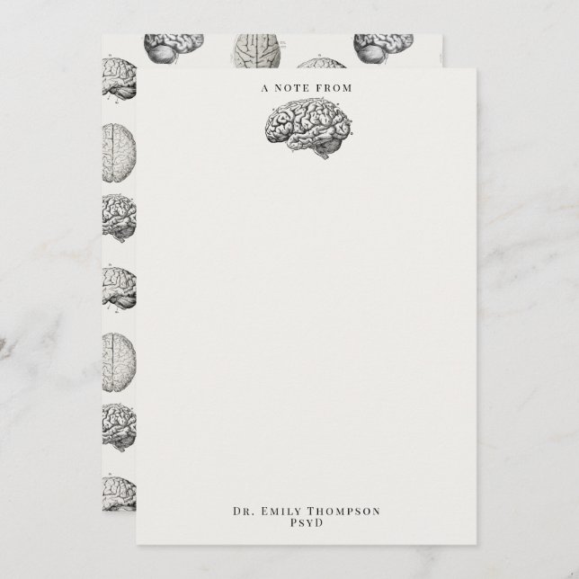 Brain Anatomy Biology Illustrations Psychologist Note Card (Front/Back)