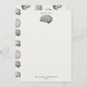 Brain Anatomy Biology Illustrations Psychologist Thank You Card