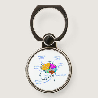 Brain anatomy painted illustration with labels phone ring stand