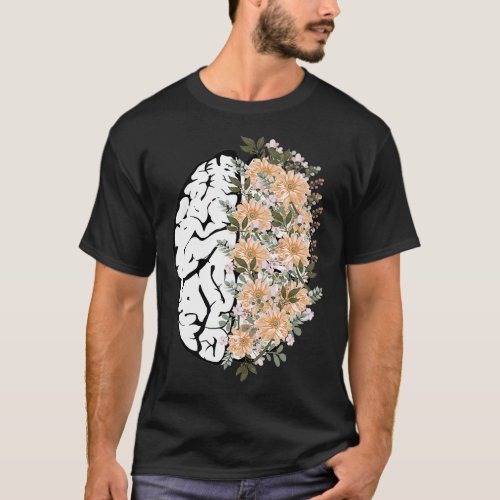 Brain Anatomy with Florals T_Shirt