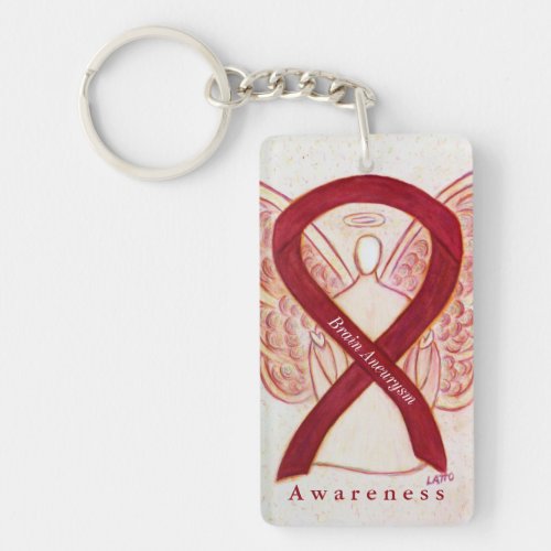 Brain Aneurysm Angel Awareness Ribbon Keychain
