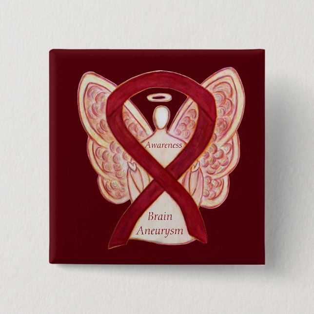 Brain Aneurysm Awareness Angel Ribbon Art Pin (Front)