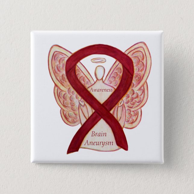 Brain Aneurysm Awareness Angel Ribbon Art Pin (Front)