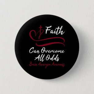 Brain Aneurysm Awareness Burgundy Ribbon Christian Button