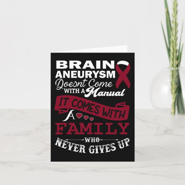 Brain Aneurysm Awareness Burgundy Ribbon Family Su Card (Front)