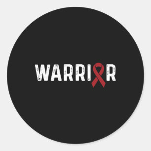 Brain Aneurysm Awareness Burgundy Ribbon Warrior Classic Round Sticker