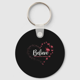 Brain Aneurysm Awareness Butterfly Believe  Keychain