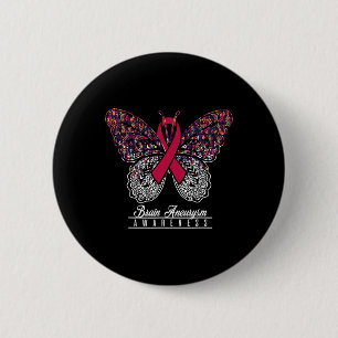 Brain Aneurysm Awareness Butterfly Lovers Gifts  Button