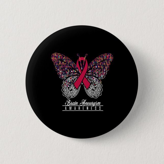 Brain Aneurysm Awareness Butterfly Lovers Gifts  Button (Front)