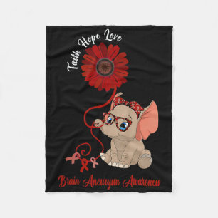 Brain Aneurysm Awareness Elephant Faith Hope Love  Fleece Blanket