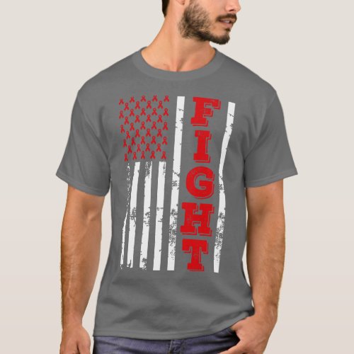 Brain Aneurysm Awareness Fight American Flag 4th O T_Shirt