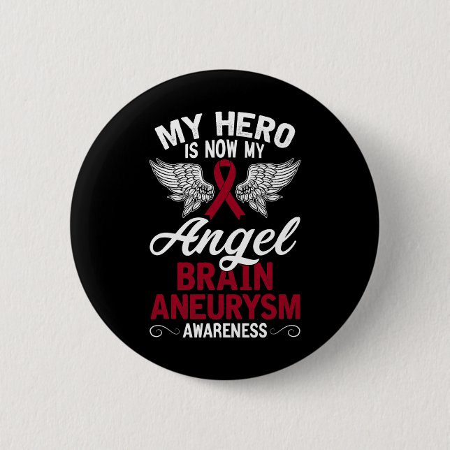 Brain Aneurysm Awareness Gift Burgundy Ribbon 1 Button (Front)