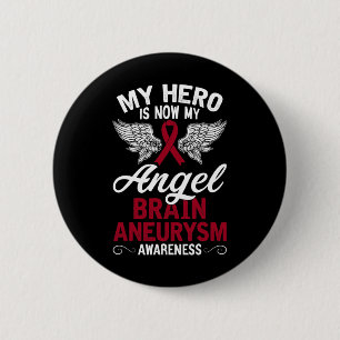Brain Aneurysm Awareness Gift Burgundy Ribbon 1 Button