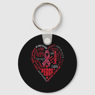 Brain Aneurysm Awareness Heart Words Ba Keychain