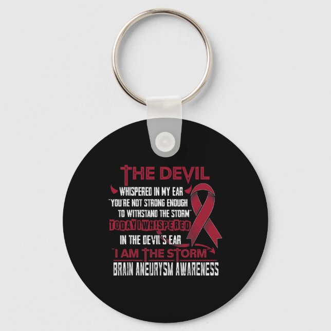 Brain Aneurysm Awareness I am the Storm Devil  Keychain (Front)