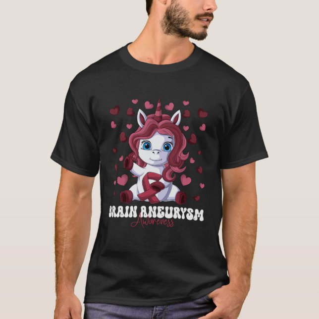 Brain Aneurysm Awareness Month Burgundy Ribbon Uni T-Shirt (Front)