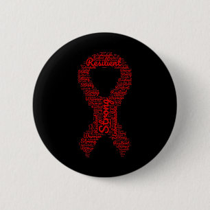 Brain Aneurysm Awareness Month Ribbon With Words  Button