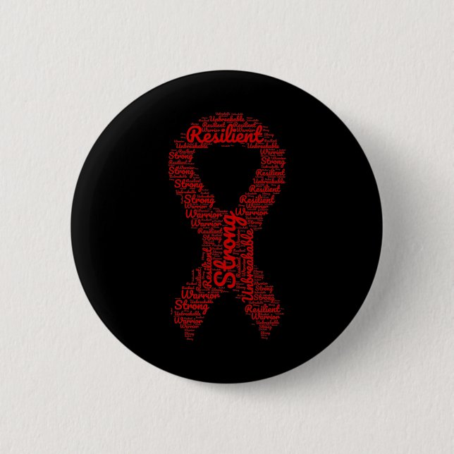 Brain Aneurysm Awareness Month Ribbon With Words  Button (Front)