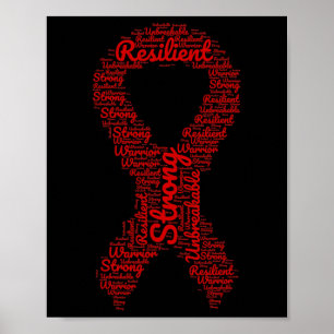 Brain Aneurysm Awareness Month Ribbon With Words  Poster