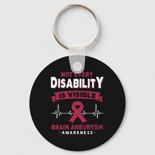 Brain Aneurysm Awareness Not Every Disability is V Keychain (Front)