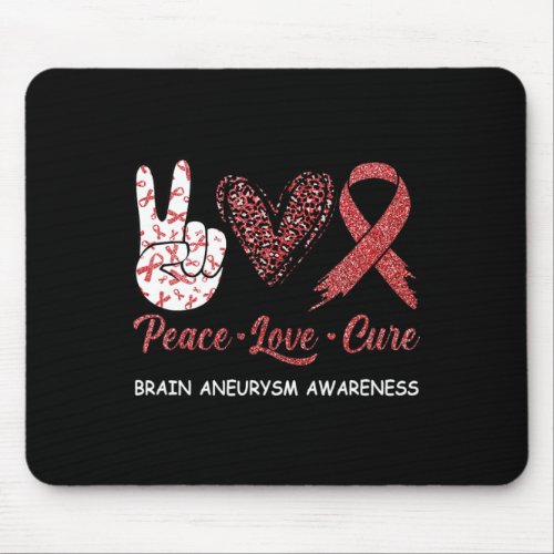 Brain Aneurysm Awareness Peace Love Cure Leopard 1 Mouse Pad