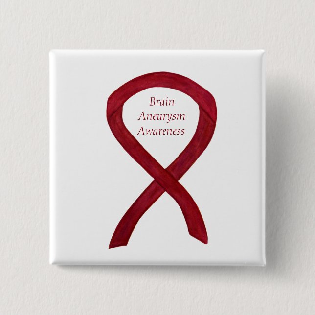 Brain Aneurysm Awareness Ribbon Custom Art Pin (Front)