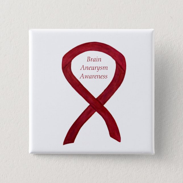 Brain Aneurysm Awareness Ribbon Custom Art Pin (Front)