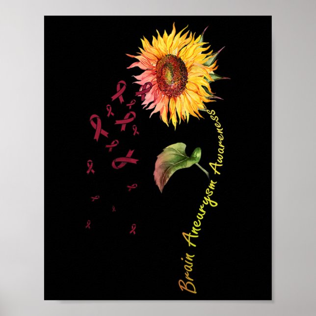 Brain Aneurysm Awareness Sunflower 1 Poster (Front)