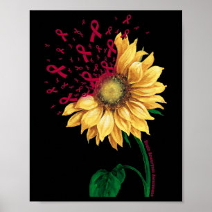 Brain Aneurysm AWARENESS Sunflower Burgundy Ribbon Poster