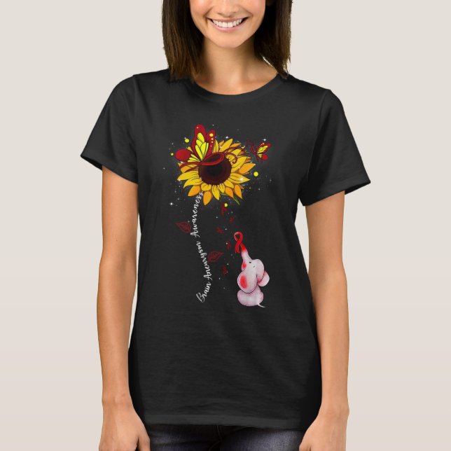Brain Aneurysm Awareness Sunflower Elephant Men   T-Shirt (Front)