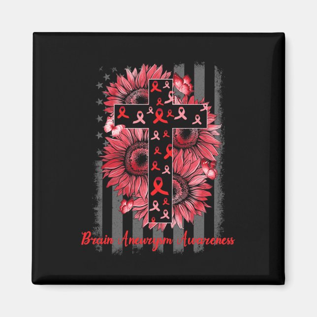 Brain Aneurysm Awareness Sunflower Warrior Support Magnet (Front)