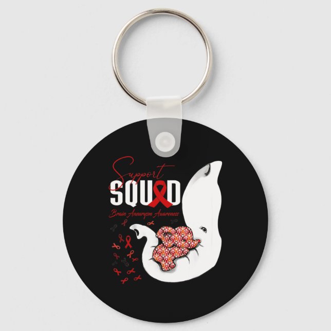 Brain Aneurysm Awareness Support Squad Elephant  Keychain (Front)