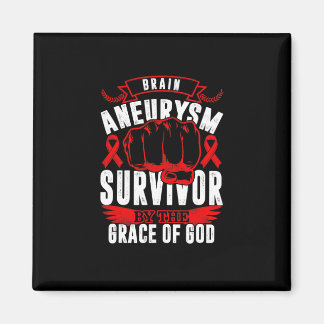 Brain Aneurysm Awareness Survivor By God Grace Red Magnet