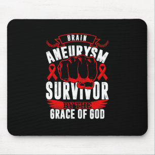 Brain Aneurysm Awareness Survivor By God Grace Red Mouse Pad