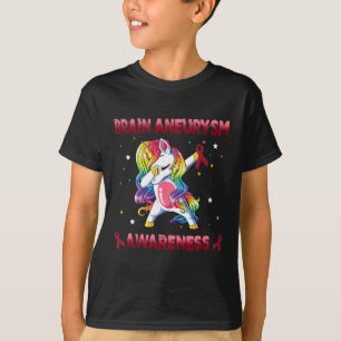Brain Aneurysm Awareness Unicorn Dabbing Burgundy  T-Shirt