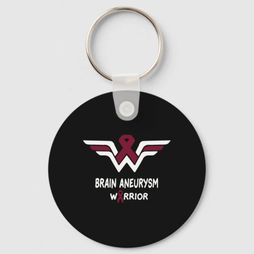 Brain Aneurysm Awareness Warrior Support Burgundy  Keychain