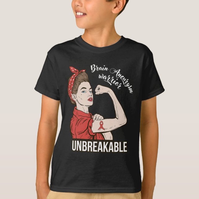 Brain Aneurysm Awareness  Warrior Unbreakable Tee  (Front)
