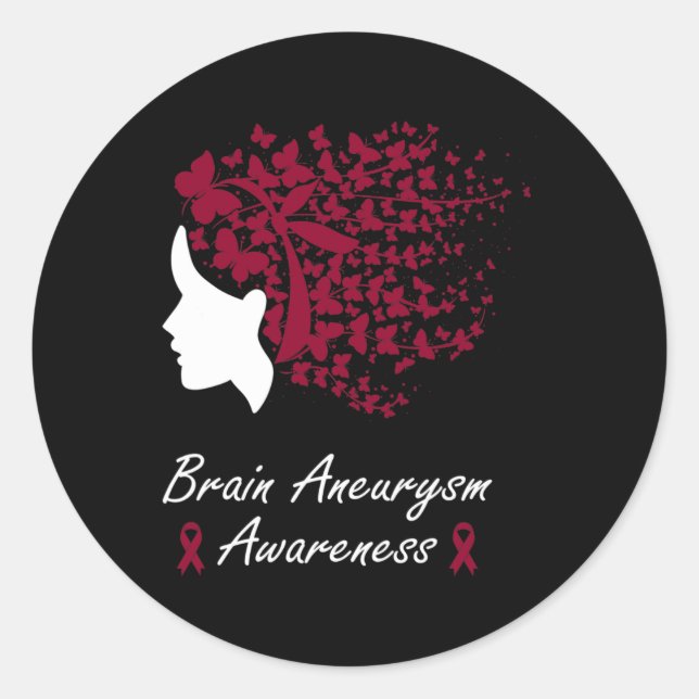 Brain Aneurysm Awareness - Women Butterflies Hair  Classic Round Sticker (Front)