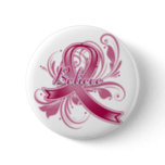 Brain Aneurysm Believe Flourish Ribbon Button