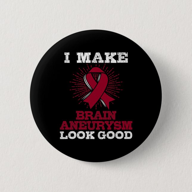 Brain Aneurysm  Burgundy Awareness Ribbon Button (Front)