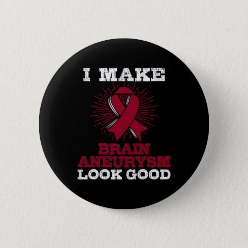 Brain Aneurysm  Burgundy Awareness Ribbon Button