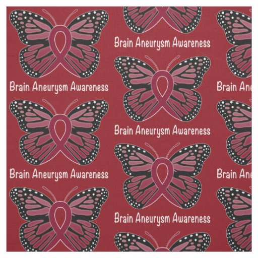 Brain Aneurysm Butterfly Awareness Ribbon Fabric