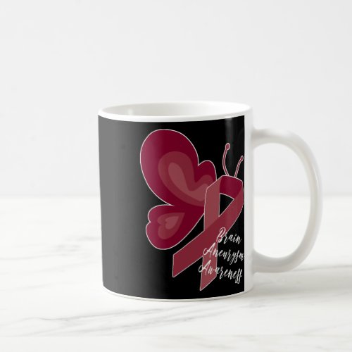 Brain Aneurysm Survivor Awareness Burgundy Butterf Coffee Mug